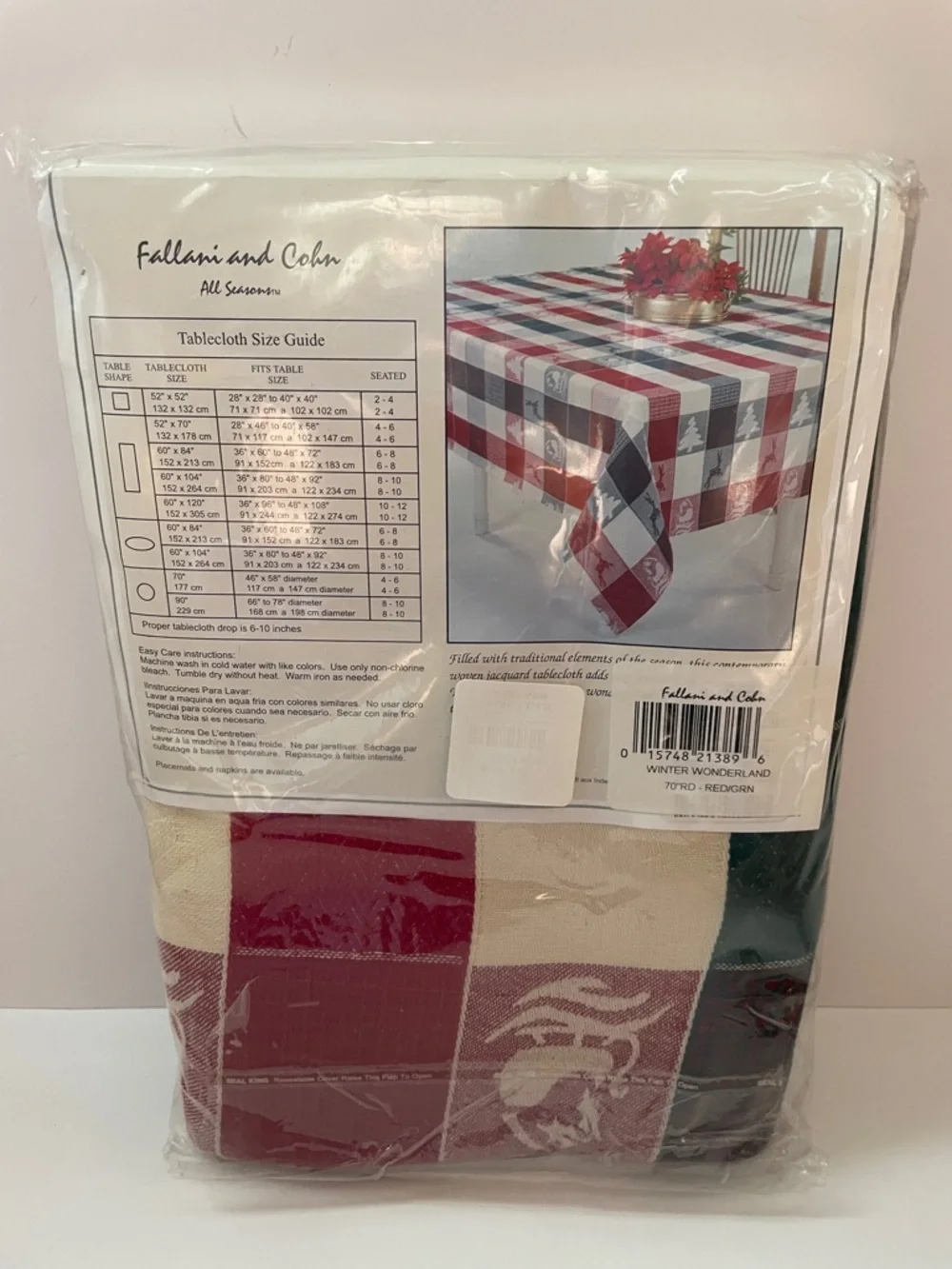 NWT SET OF WONDERLAND Plaid Holiday Kitchen Towels & Tablecloth.